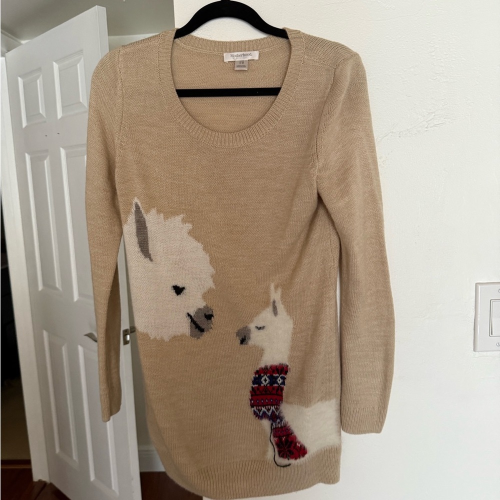 Tan Sweater with Llama Design maternity